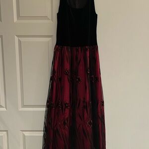 Patra Black and Red Floral Dress